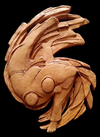 Judo - O-Soto-Gari, terracotta, 38x50 - 2022